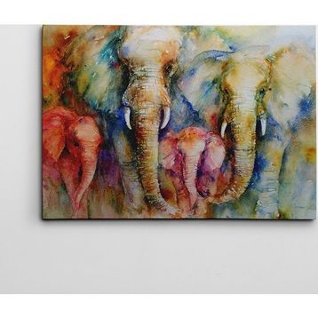 Dekolata Fil Ailesi 40x60 cm Kanvas Tablo
