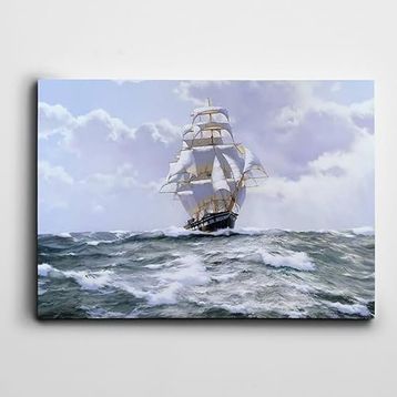 Dekolata Gemi Dalgalı Deniz 35x50 cm Kanvas Tablo