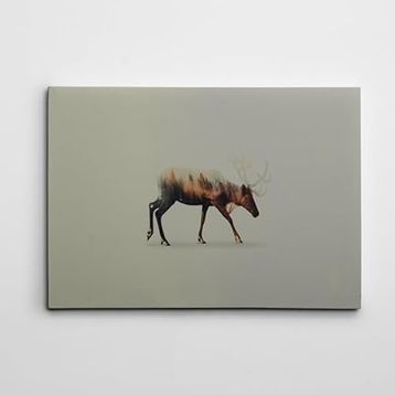 Dekolata Geyik ve Orman 40x60 cm Kanvas Tablo