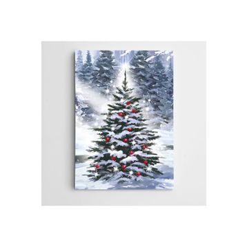 Dekolata Karlı Çam Ağacı 60x85 cm Kanvas Tablo
