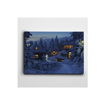 Dekolata Karlı Evler 25x35 cm Kanvas Tablo
