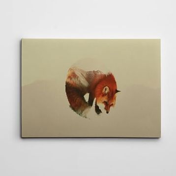 Dekolata Tilki ve Dağ 60x85 cm Kanvas Tablo