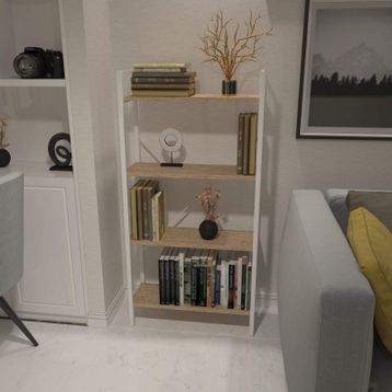 Dekoratif Beyaz Kitaplık Ahşap Çok Amaçlı Raf Mini Kİtaplık