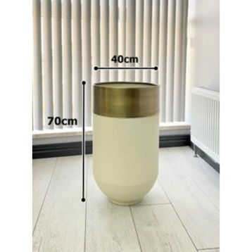 Dekoratif Gold Darbuka 70 cm Beyaz Sehpa