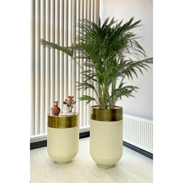 Dekoratif Gold Darbuka 70 cm Beyaz Sehpa