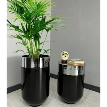 Dekoratif Gold Darbuka 70 cm Parlak Siyah Sehpa