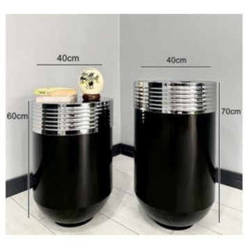Dekoratif Krom Darbuka 70 cm Parlak Siyah Sehpa