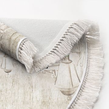 Dekoreko 1850 İnci Dijital Saçaklı Oval Desen 1 120x180 cm Salon Halısı