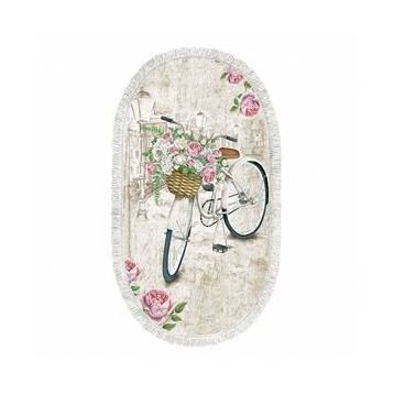 Dekoreko 1850 İnci Dijital Saçaklı Oval Desen 1 120x180 cm Salon Halısı