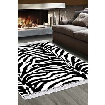 Dekoreko 2085 İnci Halı Dijital Saçaklı Desen 1 80x120 cm Salon Halısı