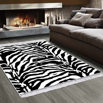 Dekoreko 2085 İnci Halı Dijital Saçaklı Desen 1 80x120 cm Salon Halısı
