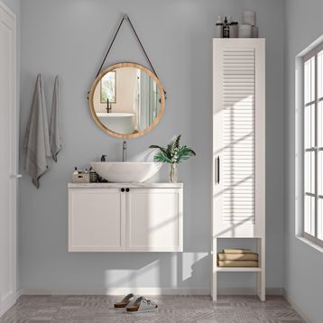Dekorex Bny130 Beyaz Panjur Kapaklı Metal Ayaklı Banyo Dolabı