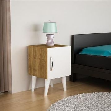 Dekorister Bellini 1 Kapaklı Beyaz/Ceviz Komodin