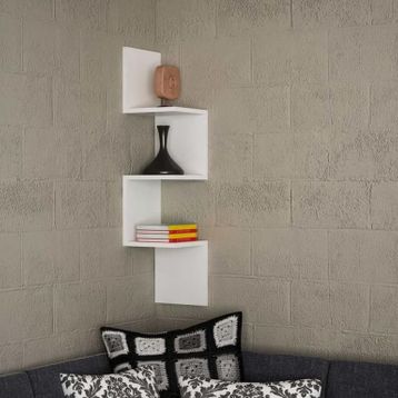 Dekorister Corner Beyaz Duvar Rafı