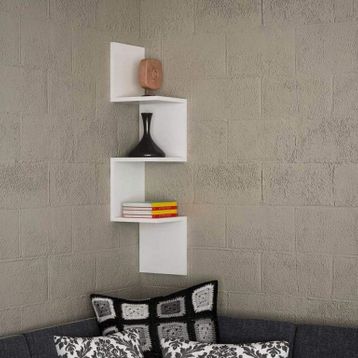 Dekorister Corner Beyaz Duvar Rafı