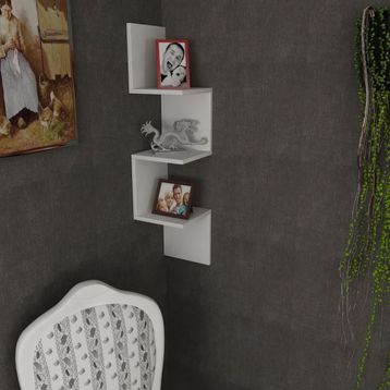 Dekorister Corner Beyaz Duvar Rafı