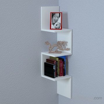 Dekorister Corner Beyaz Duvar Rafı