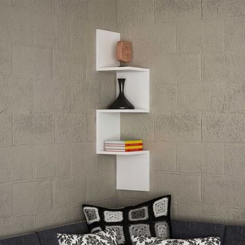 Dekorister Corner Beyaz Duvar Rafı