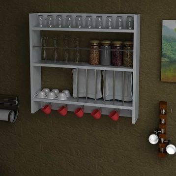 Dekorister Dellana Beyaz Mutfak Duvar Rafı Dolabı