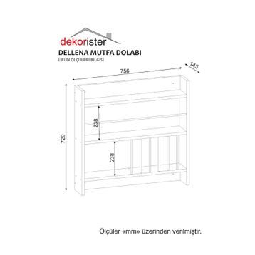 Dekorister Dellana Beyaz Mutfak Duvar Rafı Dolabı