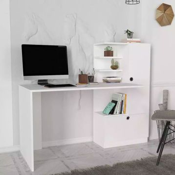Dekorister Merinos Dolaplı Beyaz Çalışma Masası