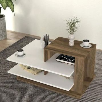 Dekorister Venüs Beyaz/Ceviz Orta Sehpa