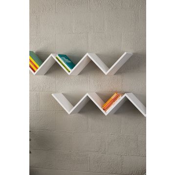 Dekorister Zig Zag Beyaz Duvar Rafı