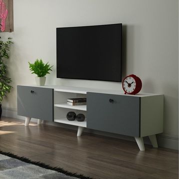 DEKOROSSO Beyaz Antrasit Veco Tv Sehpası