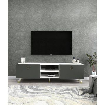 DEKOROSSO Beyaz Antrasit Veco Tv Sehpası