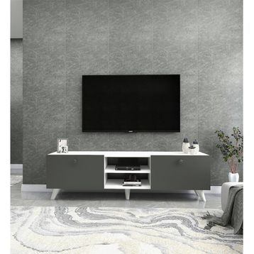 DEKOROSSO Beyaz Antrasit Veco Tv Sehpası