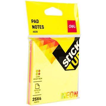 Deli A02602 Neon 76x76 100 Yaprak Yapışkanlı Not Kağıdı