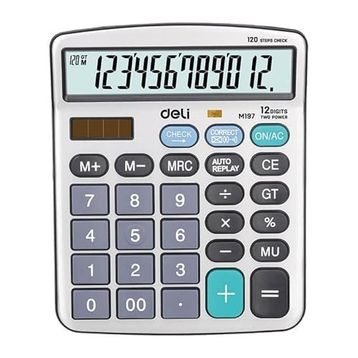 Deli M19710 Gümüş 12 Hane Masaüstü Hesap Makinesi
