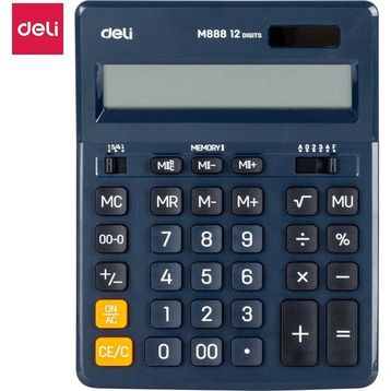 Deli M888F Koyu Mavi 12 Haneli Çift Hafızalı Hesap Makinesi