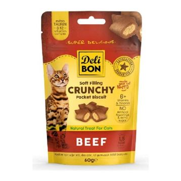 Delibon Cruncy İçi Dolgulu Sığır Etli 60 GR Kedi Ödülü