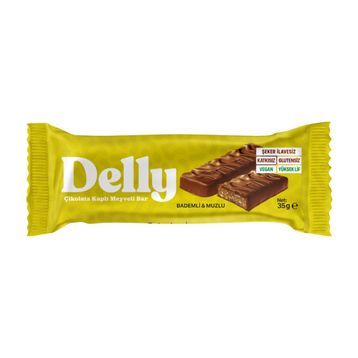 Delly 35 gr Çikolata Kaplı Bademli Muzlu Meyveli Bar