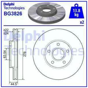 Delphi BG3826 Ön Fren Diski
