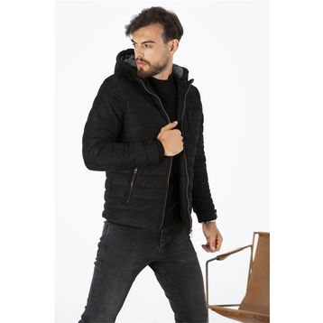 Delpino 00306 Erkek Dar Kesim Kapüşonlu Süet Mont