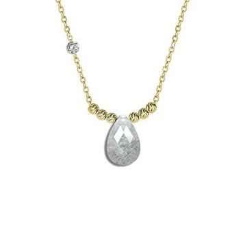 Demas Gold Pırlanta Dorikalı Beyaz Quartz Renkli Damla Taşlı 14 Ayar Altın Kolye