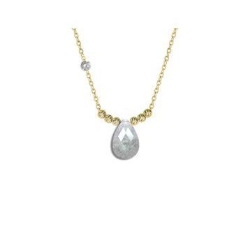 Demas Gold Pırlanta Dorikalı Beyaz Quartz Renkli Damla Taşlı 14 Ayar Altın Kolye