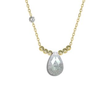 Demas Gold Pırlanta Dorikalı Beyaz Quartz Renkli Damla Taşlı 14 Ayar Altın Kolye