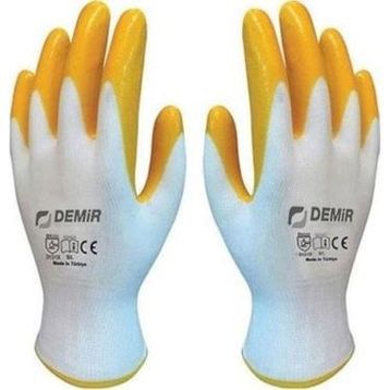 Demir Safety D007 Sarı-Beyaz Nitril Eldiven