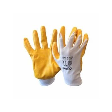 Demir Safety D007 Sarı-Beyaz Nitril Eldiven