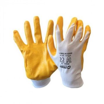 Demir Safety D007 Sarı-Beyaz Nitril Eldiven