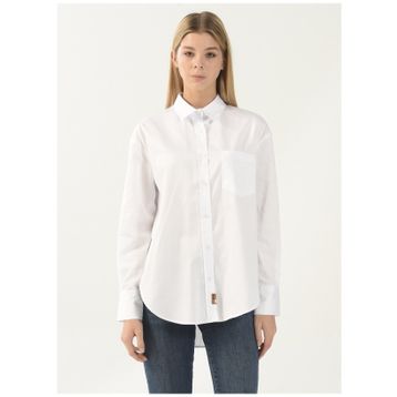 Denim DT10060-2 Beyaz Kadın Gömlek