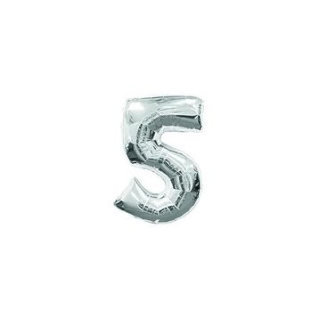 Deniz Party Store 16 inç 40 cm 5 Rakamı Gümüş Folyo Balon