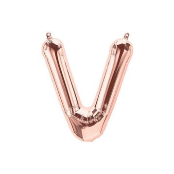 Deniz Party Store 16 inç 40 cm V Harfi Rose Gold Folyo Balon