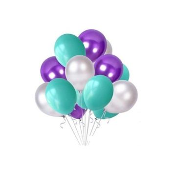 Deniz Party Store 25 Adet 12 inç Metalik Mor- Gri Pastel Mint Yeşili Balon
