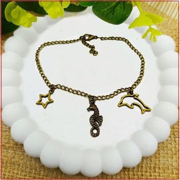 Deniz Temalı Bronz Renk Kadın Halhal