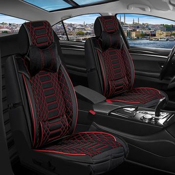 Deniz Tuning Ford Focus 5 Lüx Deri 5'li Takım Cross Siyah Kırmızı Oto Koltuk Kılıfı