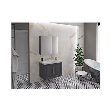 Denko Antrasit Gri Royal 80 cm Banyo Dolabı Takımı